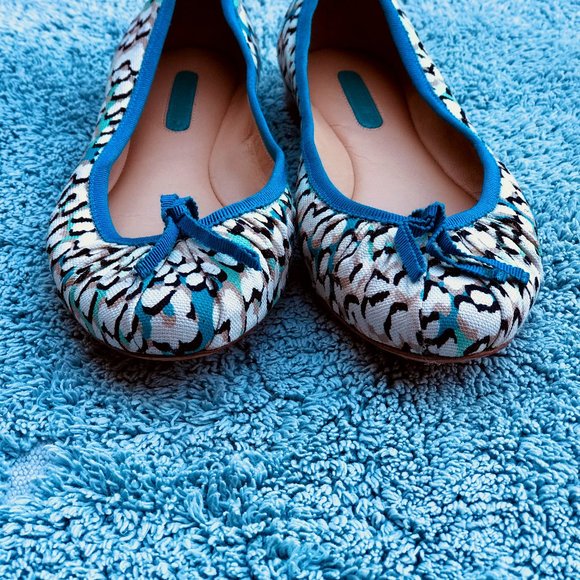 Authentic LONGCHAMP Ile Aux Pantheres Ballerina Flats, Size 6M, Lagoon Color - Picture 1 of 6